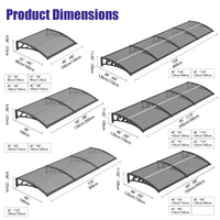 Open Box - 48'' Extension Door & Window Awning Canopy – Smoke Grey Polycarbonate with Black Frame, UV & Rain Protection for Porch and Patio