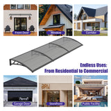 Open Box - 48'' Extension Door & Window Awning Canopy – Smoke Grey Polycarbonate with Black Frame, UV & Rain Protection for Porch and Patio