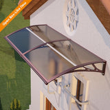 Open Box - 48'' Extension Door & Window Awning Canopy – Smoke Grey Polycarbonate with Black Frame, UV & Rain Protection for Porch and Patio