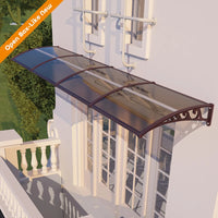 Open Box - 60'' Extension Door & Window Awning Canopy – Transparent Polycarbonate with White Frame, UV & Rain Protection for Porch and Patio