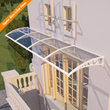 Open Box - 60'' Extension Door & Window Awning Canopy – Transparent Polycarbonate with White Frame, UV & Rain Protection for Porch and Patio
