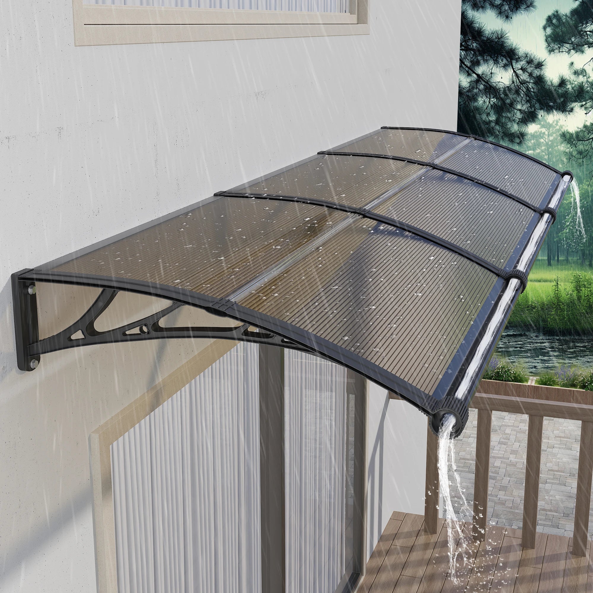 GUANSU-CN Toldo para ventana con gran drenaje para fregadero, toldo para puerta, panel de policarbonato, toldo para ventana exterior, toldo para alero de puerta delantera