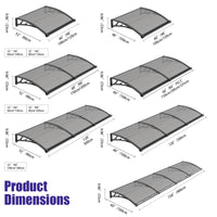 Open Box - 40'' Projection Door & Window Awning Canopy with Built-In Drainage Sink – Black Frame & Smoke Grey Polycarbonate Panel for Porch & Patio