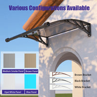 Open Box - 40'' Projection Door & Window Awning Canopy with Built-In Drainage Sink – Black Frame & Smoke Grey Polycarbonate Panel for Porch & Patio