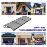 Open Box - 40'' Projection Door & Window Awning Canopy with Built-In Drainage Sink – Black Frame & Smoke Grey Polycarbonate Panel for Porch & Patio