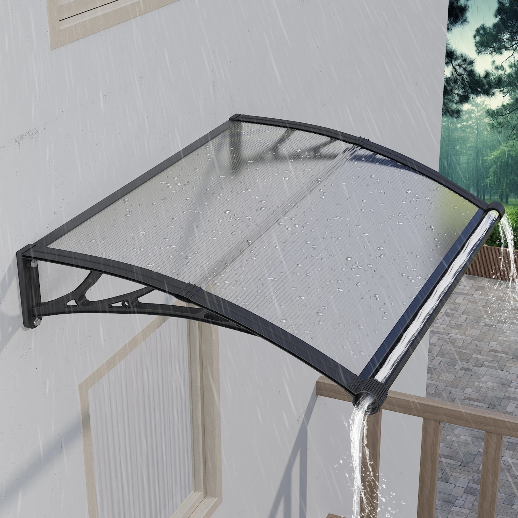 GUANSU-CN Toldo para ventana con gran drenaje para fregadero, toldo para puerta, panel de policarbonato, toldo para ventana exterior, toldo para alero de puerta delantera