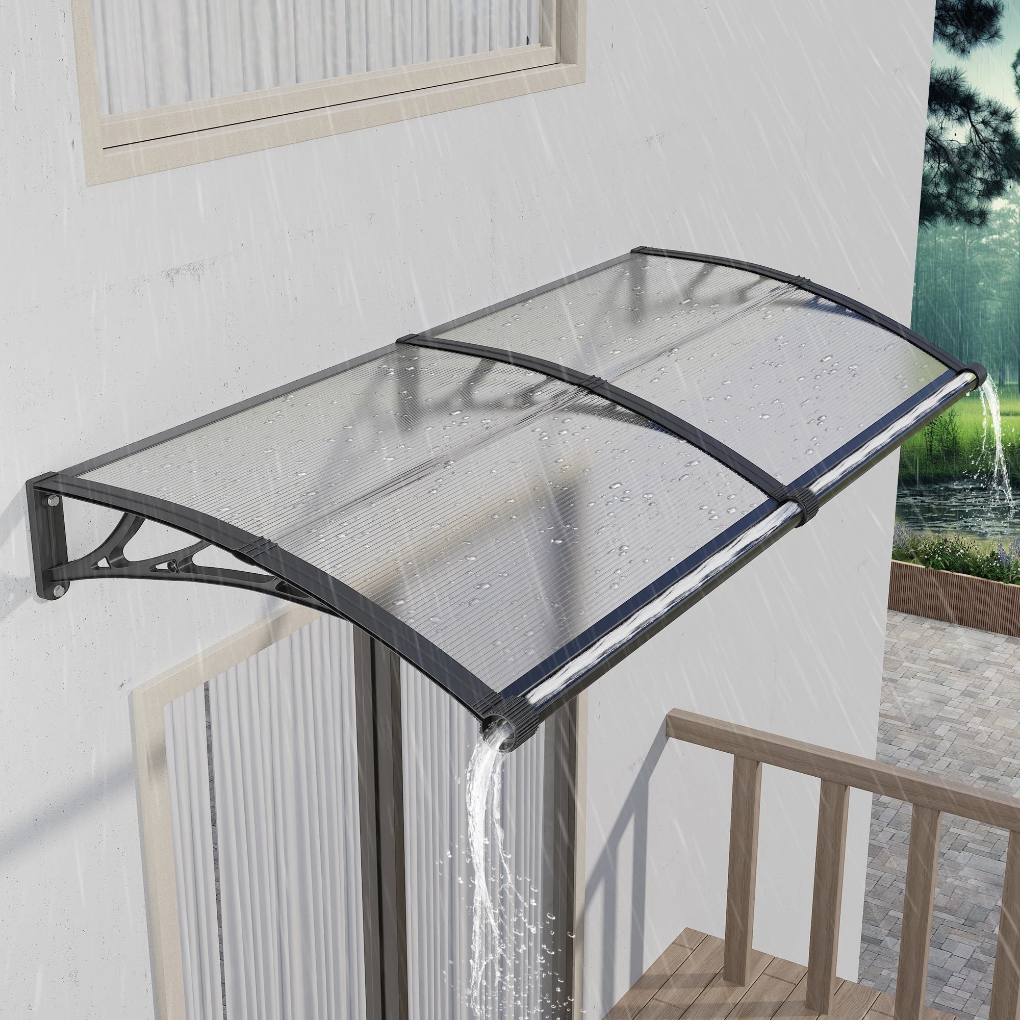 GUANSU-CN Toldo para ventana con gran drenaje para fregadero, toldo para puerta, panel de policarbonato, toldo para ventana exterior, toldo para alero de puerta delantera