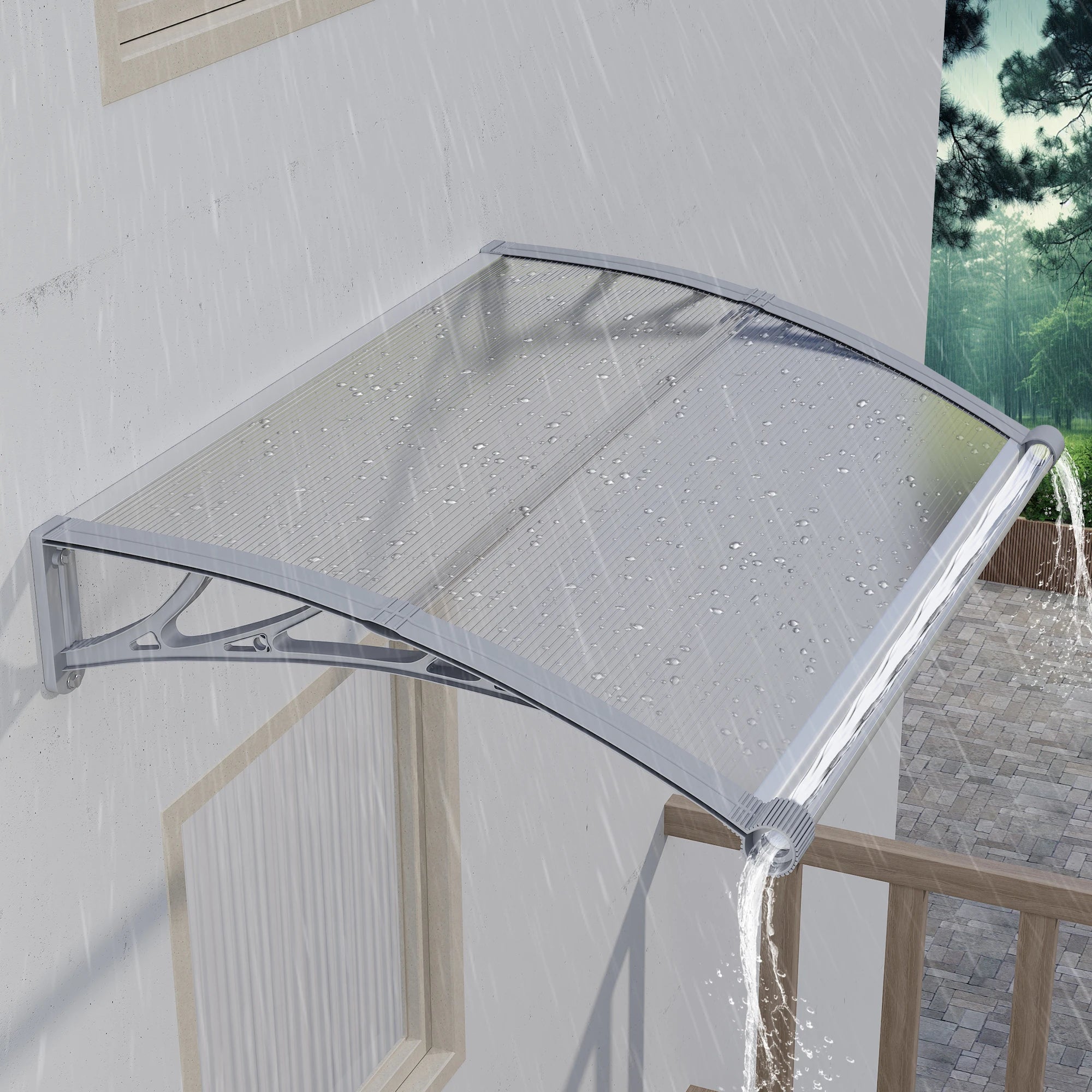 GUANSU-CN Toldo para ventana con gran drenaje para fregadero, toldo para puerta, panel de policarbonato, toldo para ventana exterior, toldo para alero de puerta delantera