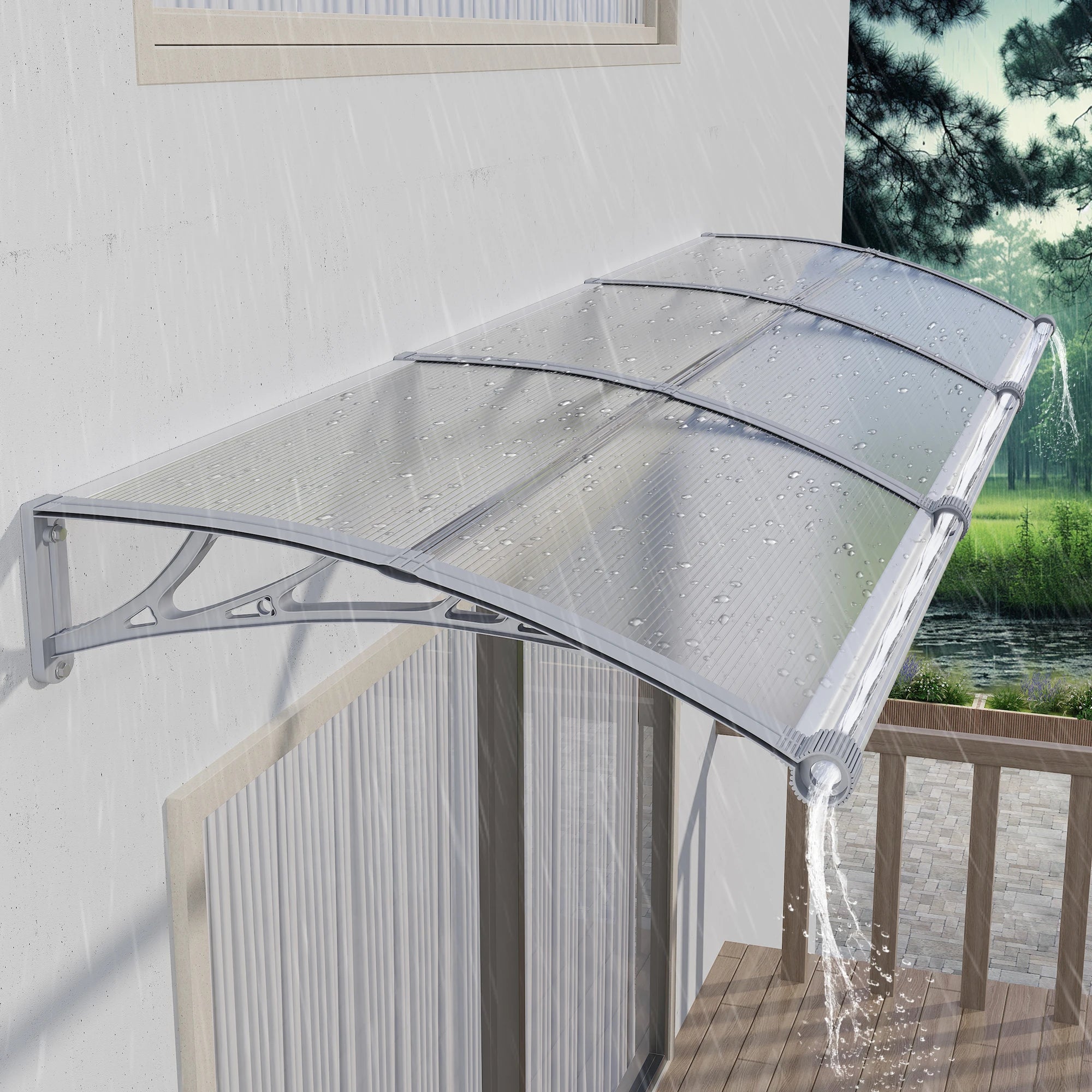 GUANSU-CN Toldo para ventana con gran drenaje para fregadero, toldo para puerta, panel de policarbonato, toldo para ventana exterior, toldo para alero de puerta delantera