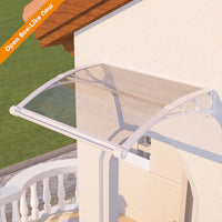 Open Box – Door Awning Canopy with Built-in Drainage, Polycarbonate Outdoor Cover for Entrance, Porch & Patio Protection