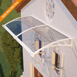 Open Box – Door Awning Canopy with Built-in Drainage, Polycarbonate Outdoor Cover for Entrance, Porch & Patio Protection