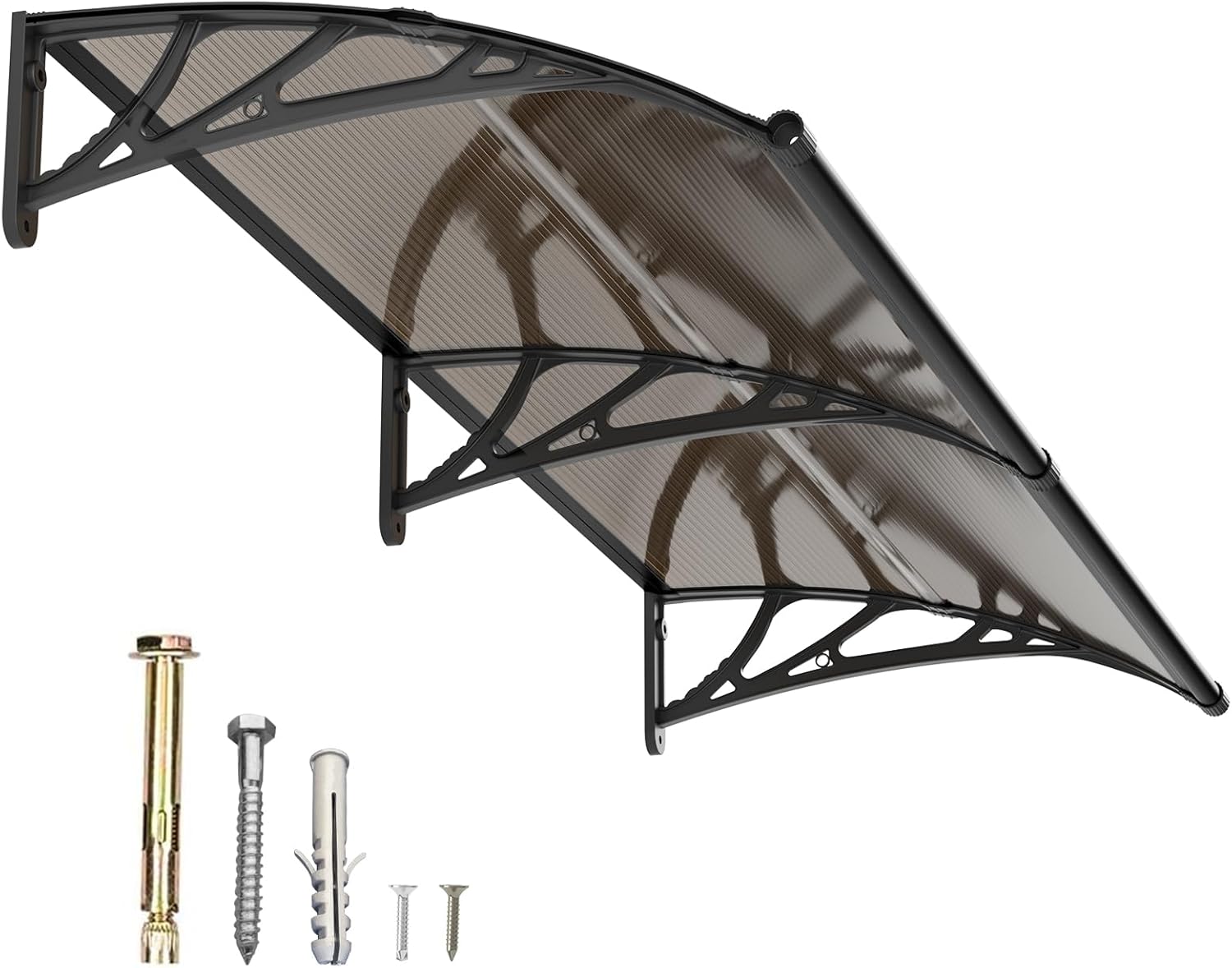 Dawning Home Window Awning Door Canopy – Polycarbonate Hollow Sheet with ABS Bracket and Separate Drainage Sink