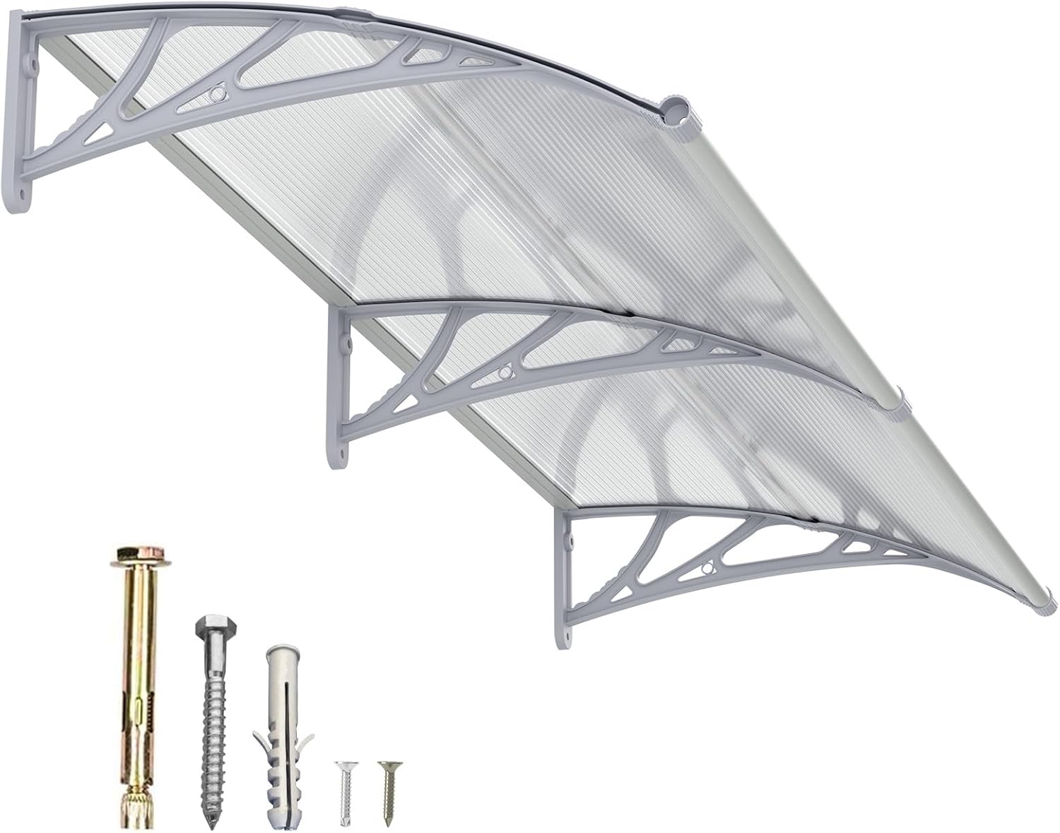 Dawning Home Window Awning Door Canopy – Polycarbonate Hollow Sheet with ABS Bracket and Separate Drainage Sink