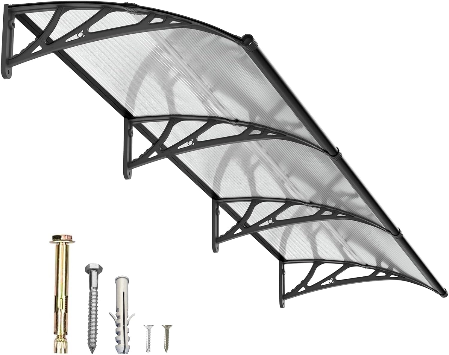 Dawning Home Window Awning Door Canopy – Polycarbonate Hollow Sheet with ABS Bracket and Separate Drainage Sink