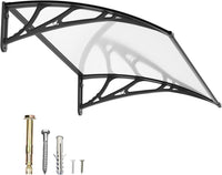 GUANSU-CN Luifeldeur Luifel Polycarbonaat Massief Plaat Patio Overkapping met Kunststof Beugel Aluminium Bevestigingsstaven voor Zonwering, UV, Regen, Sneeuwbescherming
