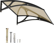 GUANSU-CN 铝合金窗户遮阳篷门篷聚碳酸酯实心板露台遮盖物，UPF 50+ 防雪、防紫外线、防雨、遮阳百叶
