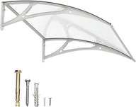 GUANSU-CN Toldo para ventana de aleación de aluminio, cubierta para puerta de policarbonato, lámina sólida para patio, protección UPF 50+ contra la nieve, los rayos UV, la lluvia y el sol