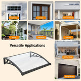 GUANSU-CN Toldo para puerta y ventana de gran tamaño con panel sólido de policarbonato y soporte de plástico para patio, protección contra la lluvia, la nieve y el sol