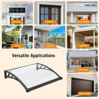 GUANSU-CN Toldo para puerta y ventana de gran tamaño con panel sólido de policarbonato y soporte de plástico para patio, protección contra la lluvia, la nieve y el sol
