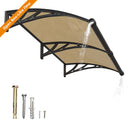 Open Box - Window & Door Awning Canopy with Built-In Drainage, Polycarbonate Solid Panel, All-Weather Rain & Snow Sun Shelter