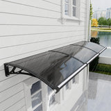 Heavy Duty Door Awning with Drainage System – Polycarbonate All Weather Front Door Canopy for Rain, Snow & UV Protection