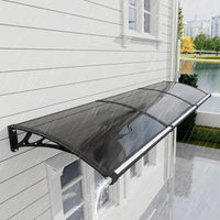 Heavy Duty Door Awning with Drainage System – Polycarbonate All Weather Front Door Canopy for Rain, Snow & UV Protection