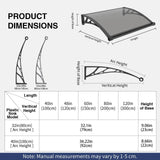 Heavy Duty Door Awning with Drainage System – Polycarbonate All Weather Front Door Canopy for Rain, Snow & UV Protection