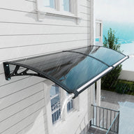 Heavy Duty Door Awning with Drainage System – Polycarbonate All Weather Front Door Canopy for Rain, Snow & UV Protection