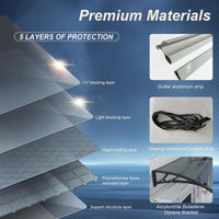 Heavy Duty Door Awning with Drainage System – Polycarbonate All Weather Front Door Canopy for Rain, Snow & UV Protection