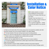 Heavy Duty Door Awning with Drainage System – Polycarbonate All Weather Front Door Canopy for Rain, Snow & UV Protection