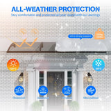 Heavy Duty Door Awning with Drainage System – Polycarbonate All Weather Front Door Canopy for Rain, Snow & UV Protection