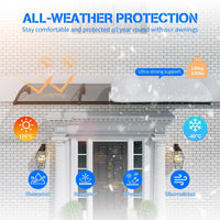Heavy Duty Door Awning with Drainage System – Polycarbonate All Weather Front Door Canopy for Rain, Snow & UV Protection