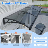 Heavy Duty Door Awning with Drainage System – Polycarbonate All Weather Front Door Canopy for Rain, Snow & UV Protection