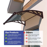 Leak-Proof Door Awning with Separate Drainage – Heavy Duty Polycarbonate Front Door Canopy for Rain, Snow & UV Protection