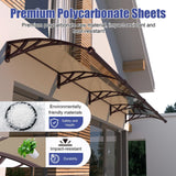 Leak-Proof Door Awning with Separate Drainage – Heavy Duty Polycarbonate Front Door Canopy for Rain, Snow & UV Protection