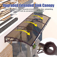 Leak-Proof Door Awning with Separate Drainage – Heavy Duty Polycarbonate Front Door Canopy for Rain, Snow & UV Protection