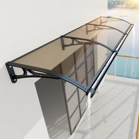 GUANSU-CN Vindusmarkise og dørtak med førsteklasses aluminiumsrenne - Vanntett polykarbonatdeksel med UV-beskyttelse 40X120IN(100X300CM)