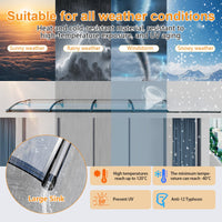 GUANSU-CN Luifel voor ramen en deuren met hoogwaardige aluminium goot - Waterdichte polycarbonaathoes met UV-bescherming 40X60IN (100X150CM)