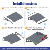 Door Awning with Drainage Solid Polycarbonate Window Canopy with Aluminum Alloy Bracket for Outdoor Porch Rain UV & Snow Protection