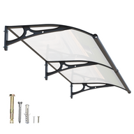 GUANSU-CN Toldo de aleación de aluminio Lámina de policarbonato sólido con gran fregadero de drenaje Dosel para ventana Puerta Cubierta de nieve al aire libre Toldos aleros