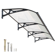 GUANSU-CN Toldo de aleación de aluminio Lámina de policarbonato sólido con gran fregadero de drenaje Dosel para ventana Puerta Cubierta de nieve al aire libre Toldos aleros