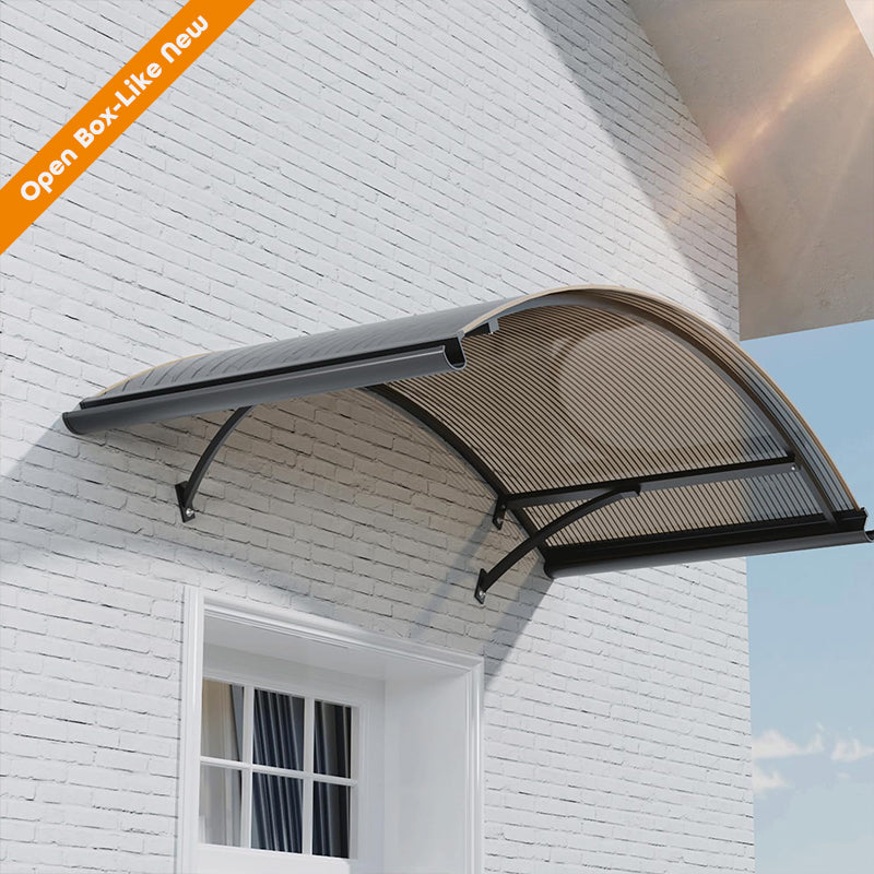Open Box - Arch Door & Window Awning Canopy – Aluminum Bracket Rainbow Awning with Side Drainage, UV & Rain Protection for Porch and Patio