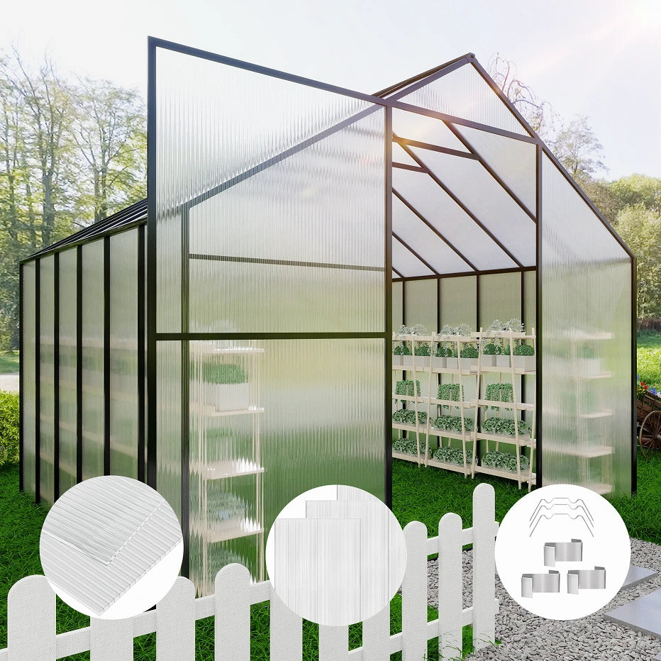 Dawning Home 2FTx4FT Polycarbonate Greenhouse Panels – Clear Twin Wall UV Protected Roof for Greenhouses & Outdoor Use