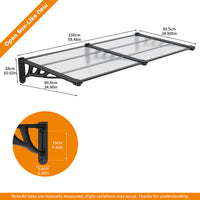 Open Box - Modular Spliced Door & Window Awning Canopy – Flat Polycarbonate Panel with ABS Brackets for Porch & Patio