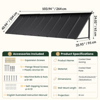 Heavy-Duty Metal Door Awning for Front Doors & Windows – All-Weather Exterior Canopy Protection