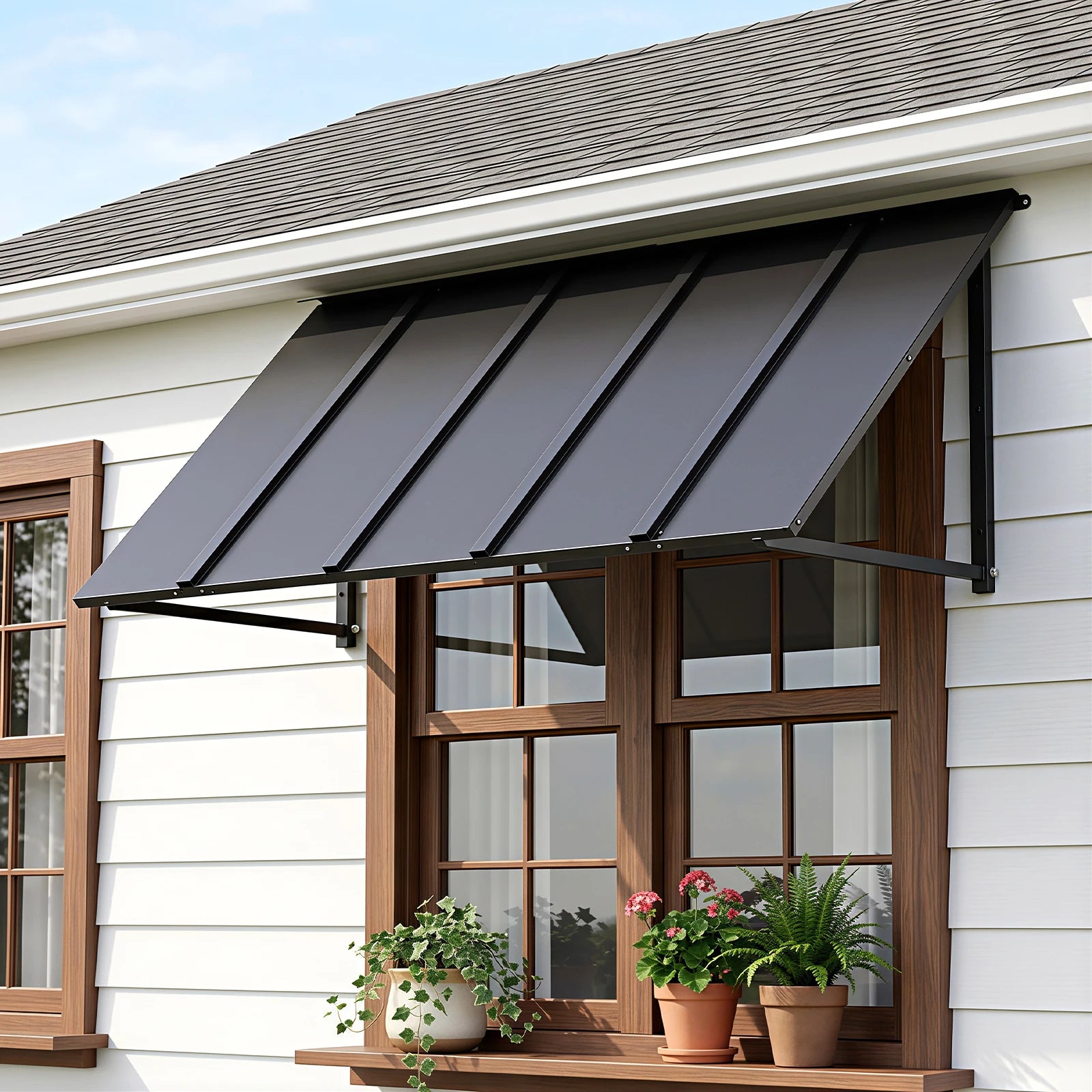 Heavy-Duty Metal Door Awning for Front Doors & Windows – All-Weather Exterior Canopy Protection