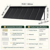 Heavy-Duty Metal Door Awning for Front Doors & Windows – All-Weather Exterior Canopy Protection