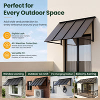 Heavy-Duty Metal Door Awning for Front Doors & Windows – All-Weather Exterior Canopy Protection