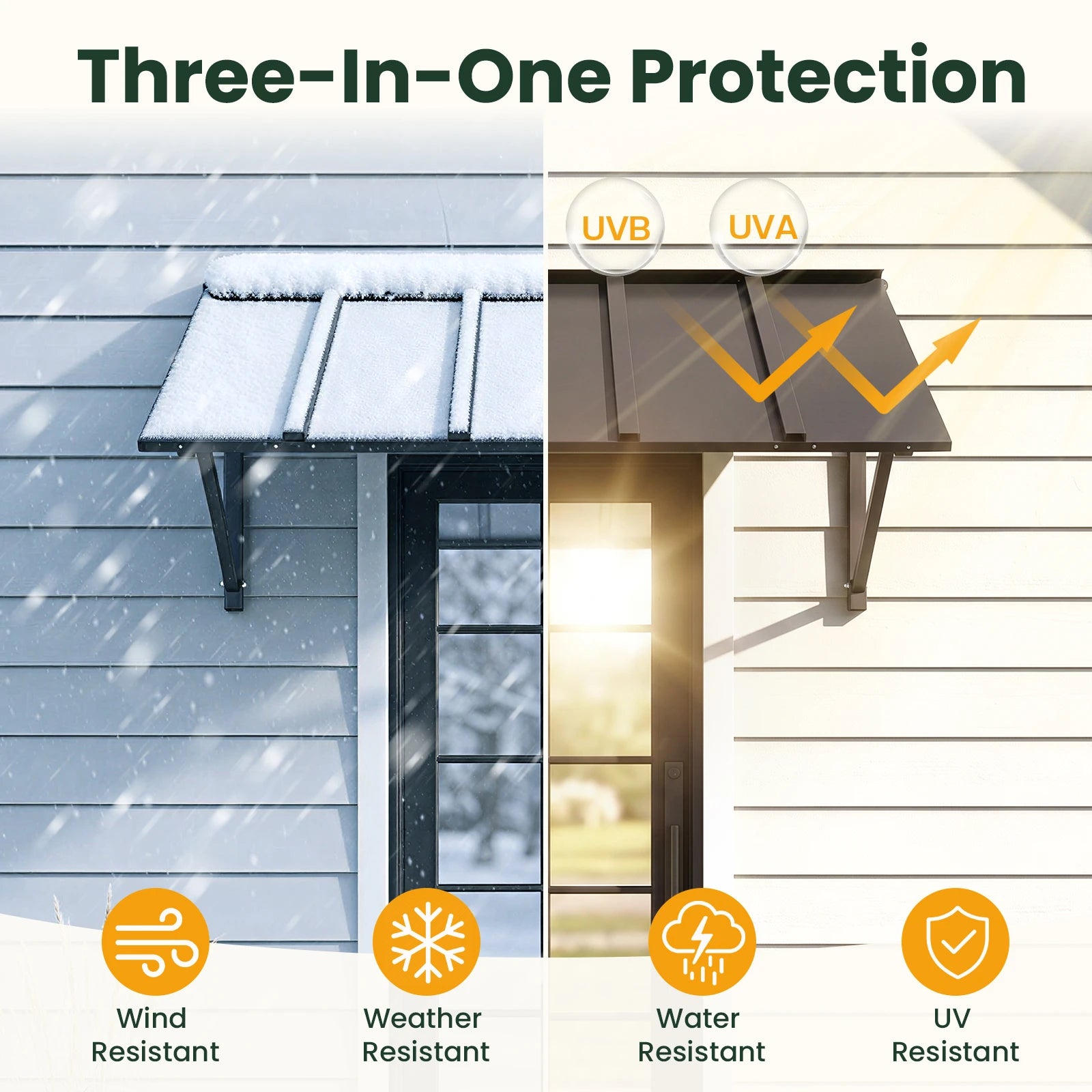 Heavy-Duty Metal Door Awning for Front Doors & Windows – All-Weather Exterior Canopy Protection