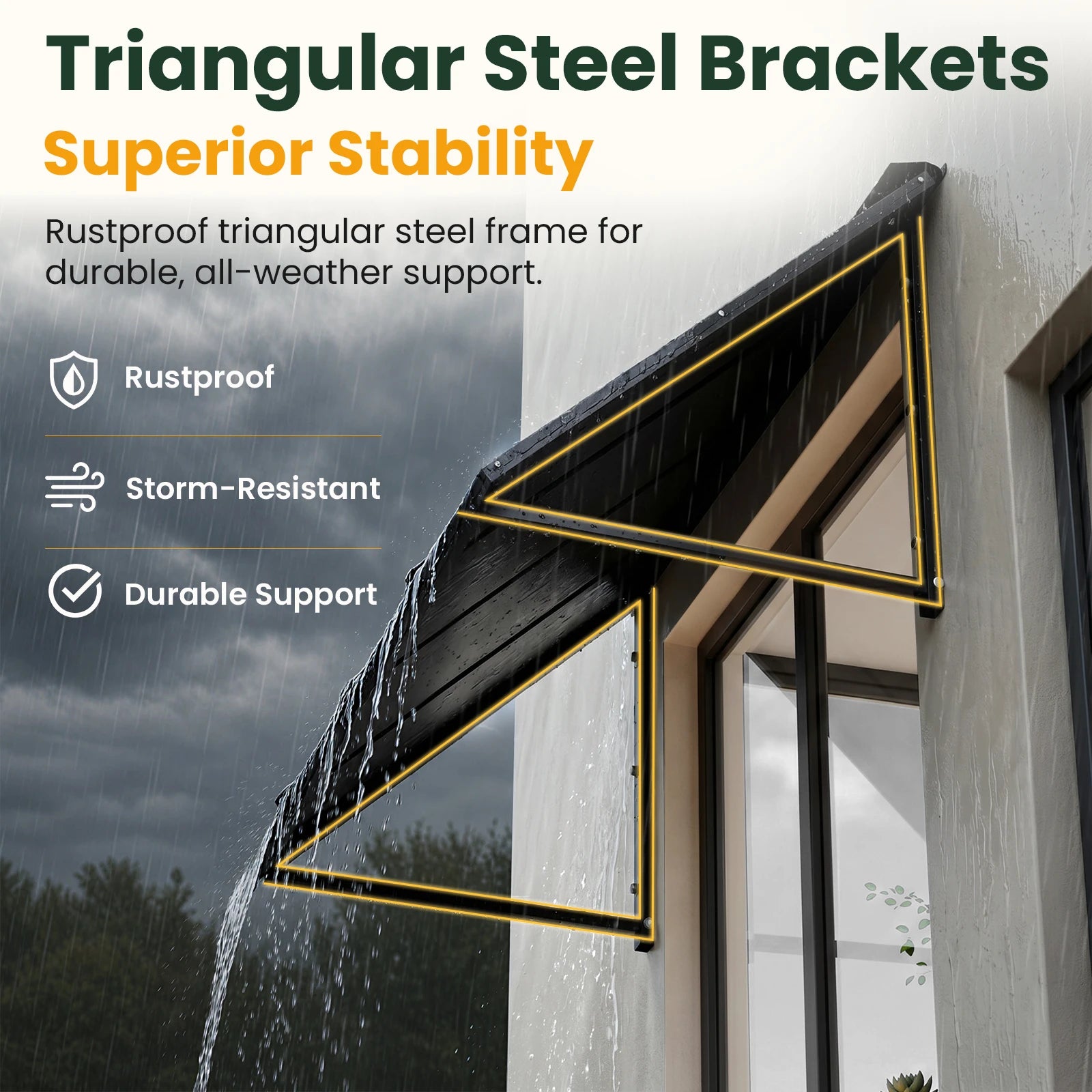 Heavy-Duty Metal Door Awning for Front Doors & Windows – All-Weather Exterior Canopy Protection